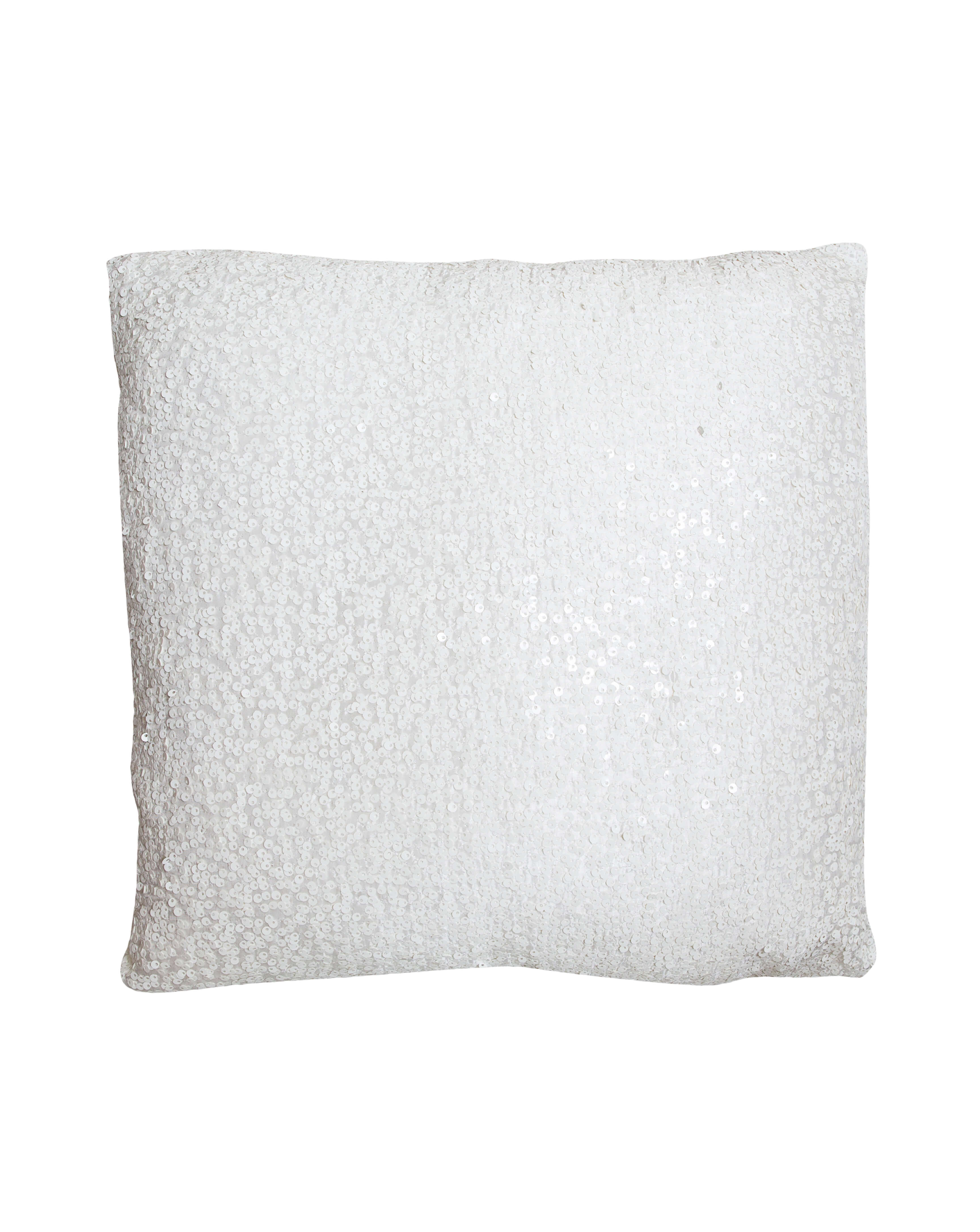 white sequin cushion